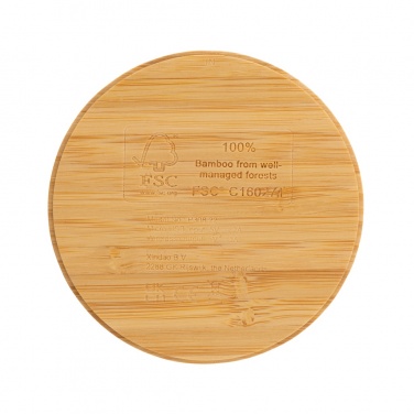 Logo trade advertising products picture of: Bamboo 5W round wireless charger